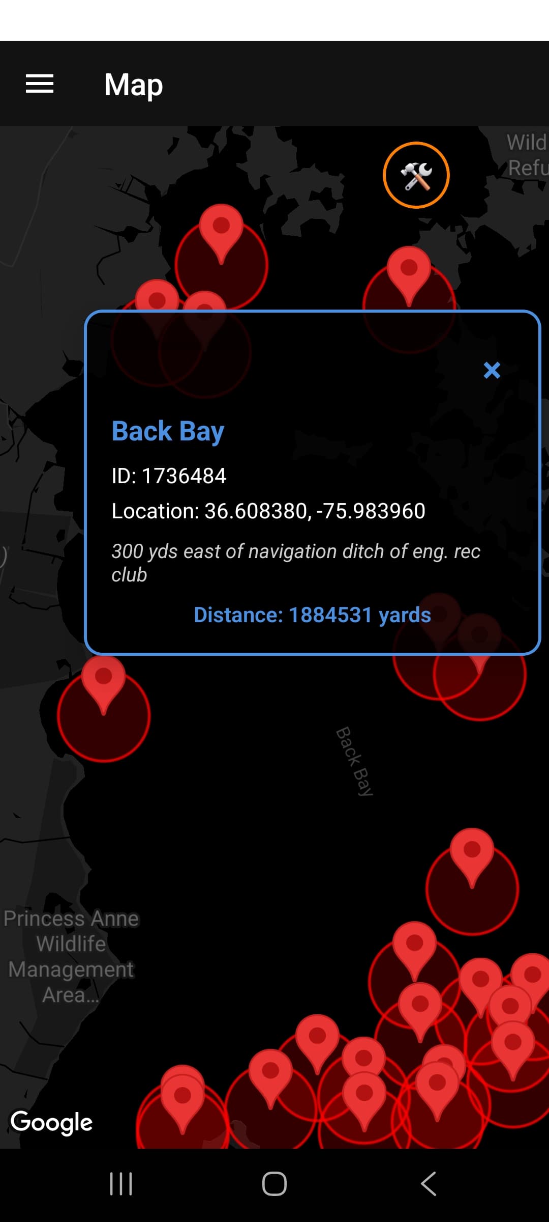The Fowled Anchor App - Blind Location Details